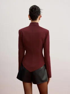 New Cutout Slim Blazer With Shoulder Pads Outerwear|Blazers