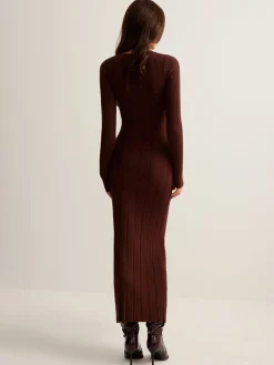 Clearance Cutout Slim Sweater Long Dress Sweater Dresses|Work Dresses