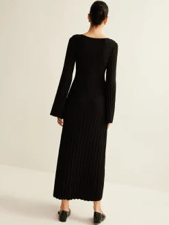 New Cutout Soft Sweater Dress Black Dresses|Sweater Dresses