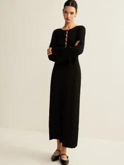 New Cutout Soft Sweater Dress Black Dresses|Sweater Dresses