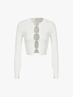 Online Cutout Split Beads Detail Ribbed Knit Top Sweater Tops|Sweaters & Cardigans