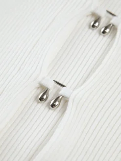 Online Cutout Split Beads Detail Ribbed Knit Top Sweater Tops|Sweaters & Cardigans