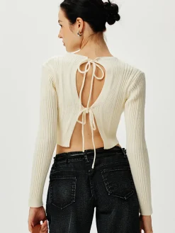 Hot Cutout Tie Back Knit Cardigan Cardigans|Sweaters & Cardigans
