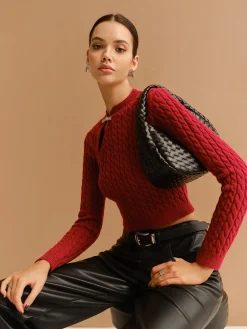 Sale Cutout Twist Crop Sweater Knitwear|Tops