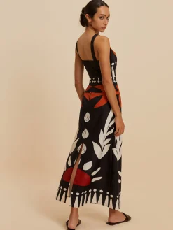 New Cutout Zipper Sleeveless Floral Dress Black Dresses|Floral Dresses