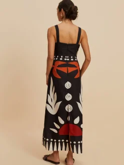 New Cutout Zipper Sleeveless Floral Dress Black Dresses|Floral Dresses
