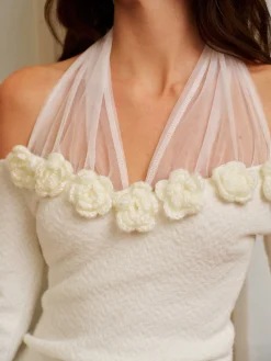 New 3D Flower Bow-Decor Sweater Dress Knitwear|Dresses