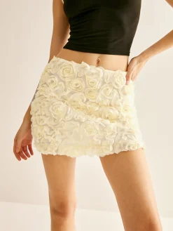 3D Flower Chiffon Mini Skirt Skirts|Bottoms