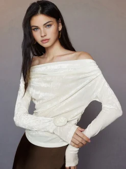 Best 3D Flower Off-Shoulder Jersey Top T-shirts