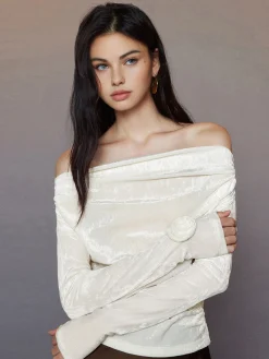 Best 3D Flower Off-Shoulder Jersey Top T-shirts