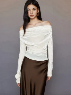 Best 3D Flower Off-Shoulder Jersey Top T-shirts