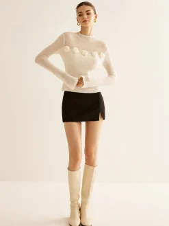 New 3D Flower Panel Soft Knit Top Sweater Tops|Sweaters & Cardigans