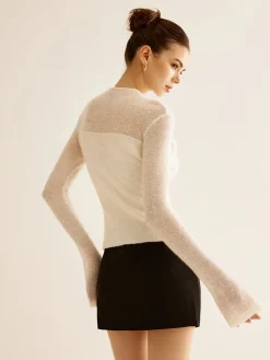New 3D Flower Panel Soft Knit Top Sweater Tops|Sweaters & Cardigans