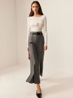 Outlet 3D Flower Pleated Long Sleeve T-Shirt T-shirts|Tops