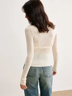 Sale 3D Flower Semi-Sheer Knit Top Sweater Tops|Sweaters & Cardigans