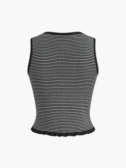 Clearance 3D Flower Striped Sweater Vest Sweater Vests|Sweaters & Cardigans