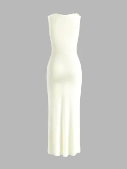 3D Flower V-Neck Sweater Dress White Dresses|Sweater Dresses