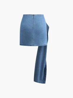 Sale 3D Rose Flower Denim A Line Short Skirt Skirts|Denim