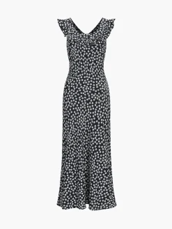 New Daisy Floral Print Long Dress Black Dresses|Floral Dresses