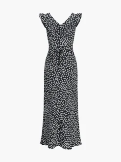 New Daisy Floral Print Long Dress Black Dresses|Floral Dresses