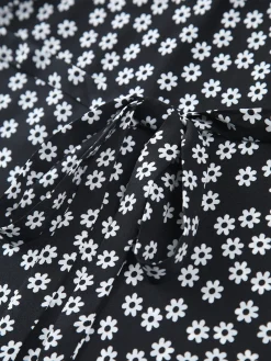 New Daisy Floral Print Long Dress Black Dresses|Floral Dresses