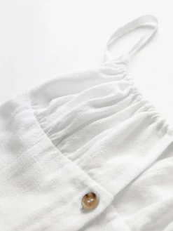 New Darling Linen Plain Mini Dress White Dresses|Black Dresses