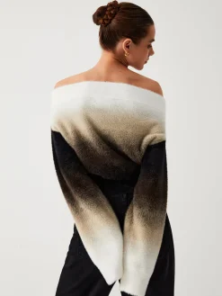 Sale Dawn Ombre Fuzzy Off Shoulder Crop Sweater Sweater Tops|Sweaters & Cardigans