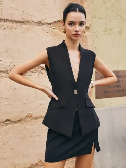 Best Deep V-Neck Button Slim Vest Outerwear|Vests
