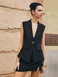 Best Deep V-Neck Button Slim Vest Outerwear|Vests