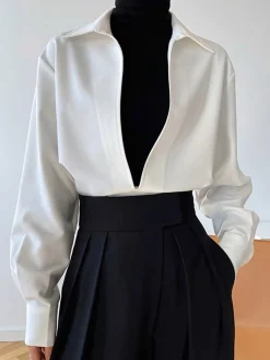 Sale Deep V-Neck Polo Shirt Blouses & Shirts|Tops