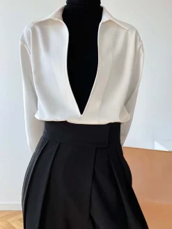 Sale Deep V-Neck Polo Shirt Blouses & Shirts|Tops