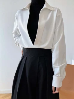 Sale Deep V-Neck Polo Shirt Blouses & Shirts|Tops