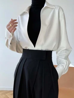 Sale Deep V-Neck Polo Shirt Blouses & Shirts|Tops
