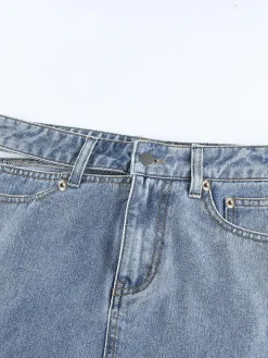 Online Denim High Waist Cut Out Short Skirt Skirts|Denim