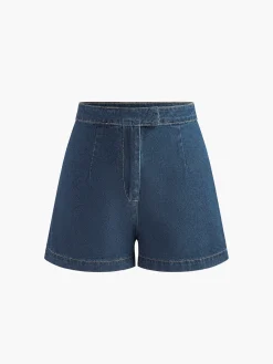 Online Denim Peplum Vest With Shorts Set Shorts Sets|Shorts