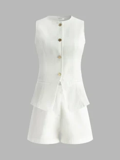 Online Denim Peplum Vest With Shorts Set Shorts Sets|Shorts