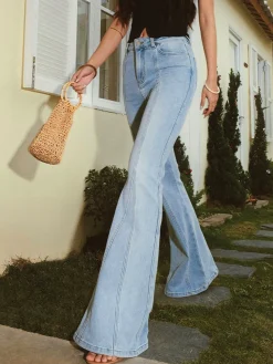 Discount Denim Pockets Flare Jeans Jeans|Pants