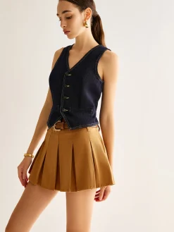 Outlet Denim Vest With Back Belt Outerwear|Vests