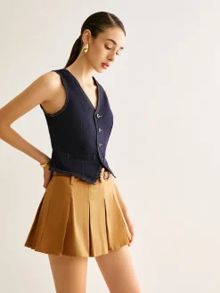 Outlet Denim Vest With Back Belt Outerwear|Vests