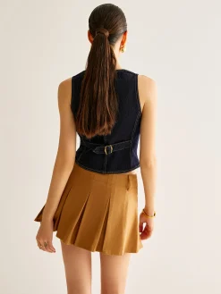 Outlet Denim Vest With Back Belt Outerwear|Vests