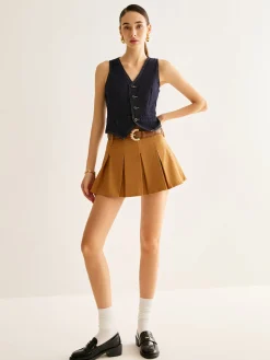 Outlet Denim Vest With Back Belt Outerwear|Vests
