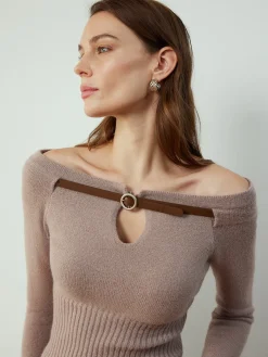 Best Detachable Belt Cinched Knit Top Sweater Tops|Sweaters & Cardigans