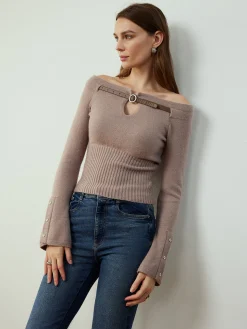 Best Detachable Belt Cinched Knit Top Sweater Tops|Sweaters & Cardigans
