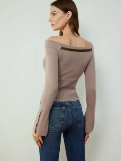 Best Detachable Belt Cinched Knit Top Sweater Tops|Sweaters & Cardigans
