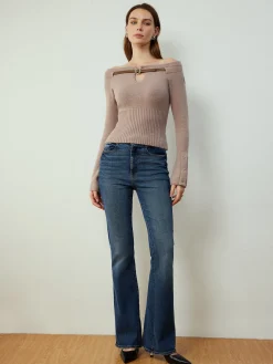 Hot Detachable Belt Cinched Knit Top Sweater Tops|Sweaters & Cardigans