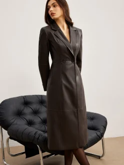 Detachable Fuzzy Collar Faux Leather Long Jacket Outerwear|Jackets