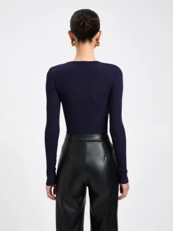 Online Diagonal Buttoned Keyhole Long Sleeve Top Sweater Tops|T-shirts
