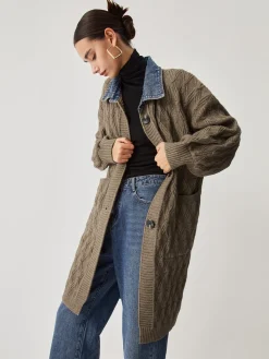 Diamond Stitch Knitting Longline Cardigan Cardigans|Sweater Tops