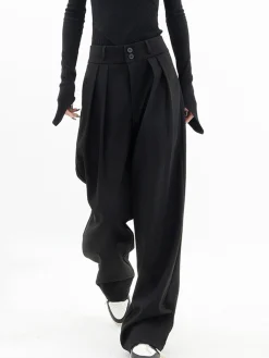 New Double Buttons Wide Leg Dress Pants Wide Leg|Pants