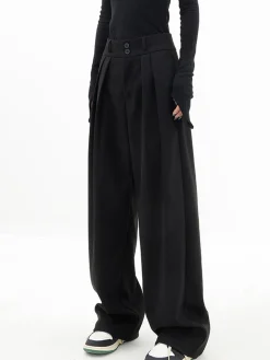 New Double Buttons Wide Leg Dress Pants Wide Leg|Pants